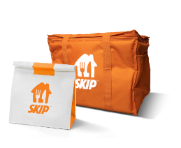 Orange skip bag